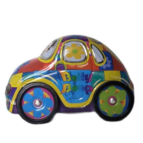 Vintage Y2K Betty Boop Bug Beetle Car Shaped Decorative Tin Box - Picture 9 of 9